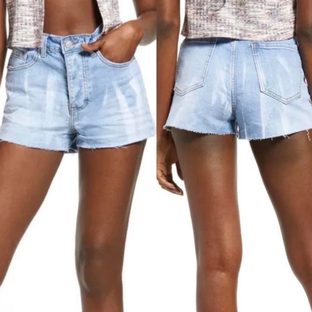 NEW Nordstrom BP Raw Hem Button Fly Denim Shorts Size 29 High Rise 2022 Tie Dye